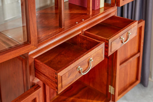 红桥红  家具严选  缅甸花梨(大果紫檀）  【多宝阁形玻璃展示柜】 商品图9