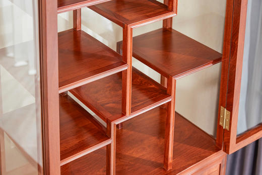 红桥红  家具严选  缅甸花梨(大果紫檀）  【多宝阁形玻璃展示柜】 商品图7