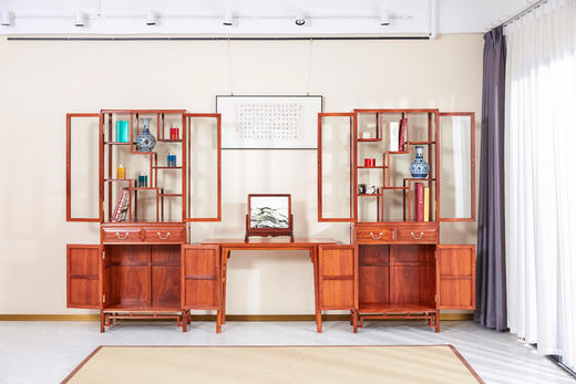 红桥红  家具严选  缅甸花梨(大果紫檀）  【多宝阁形玻璃展示柜】 商品图2