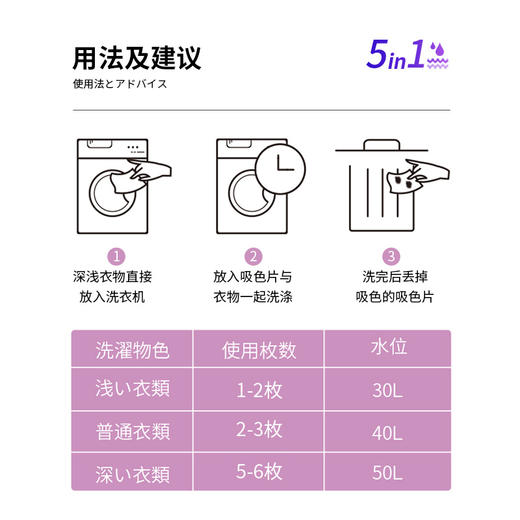 日本 Wroldlife和匠 五效合一洗衣吸色片色母片 有效防串色 海量装加厚款 商品图8