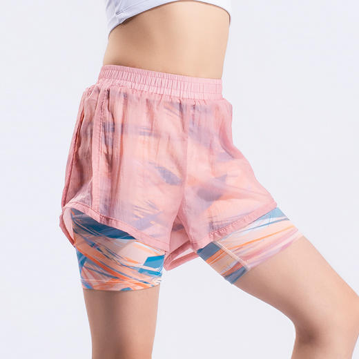 跃牌【欲动春风】儿童系列 新款运动瑜伽普拉提舞蹈跑步防尴尬假两件短裤23405 商品图4