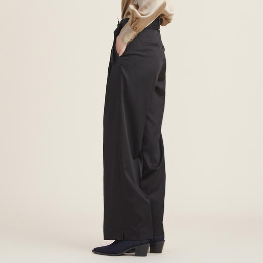 谜底直筒2022秋新款爱心裤带简约职场质感莱赛尔阔腿裤223MK1076 商品图3