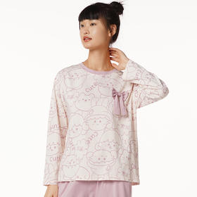 都市丽人好睡好眠女士特价棉质套装26支CVC单面薄家居服长袖睡衣LH22J1