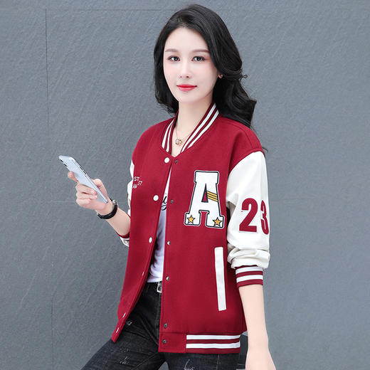 美式复古棒球服外套，新款年轻妈妈少妇春秋绿色百搭外套TR-9022 商品图1