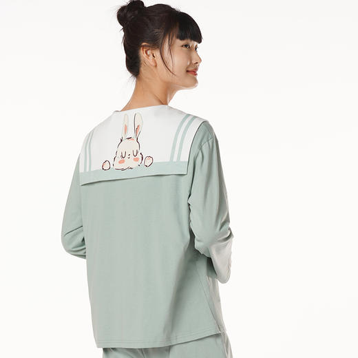 都市丽人生活家居棉质套装40支CVC双面中家居服长袖睡衣LH22H2 商品图2