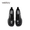 westory22年新款英伦风纯色方头粗高跟真皮系带小皮鞋单鞋女71891 商品缩略图3