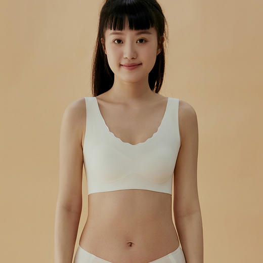 都市丽人少女三步优选成长二阶无尺码内衣罗纹薄半片围少女文胸无排扣无钢圈BB26A5 商品图1