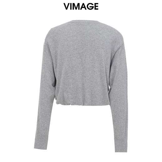 VIMAGE/纬漫纪新款圆领短款显瘦百搭打底休闲针织衫上衣V1701321 商品图2