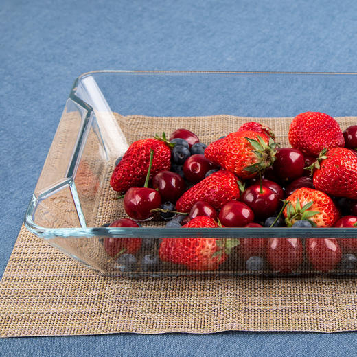 【笑麻麻荟&菲内克斯】钢化玻璃长方形烤鱼盘微波炉烤箱蒸鱼盘透明餐盘家用商用装鱼盘子A 商品图4