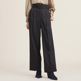 谜底直筒2022秋新款爱心裤带简约职场质感莱赛尔阔腿裤223MK1076