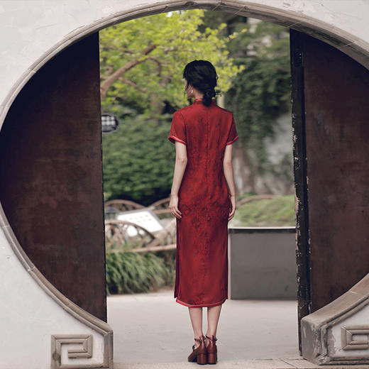 【红妆】高档聚酯纤维面料修身旗袍JLM923 商品图4