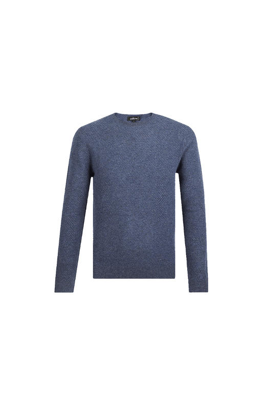 callisto牛仔蓝羊绒羊毛圆领提花毛衣  FPKNW182C 商品图0