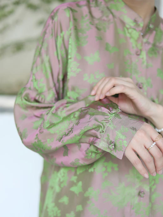 预定|盛唐牡丹 蝶恋花真丝提花衬衫套装 .潮快闪[福利品] 商品图4