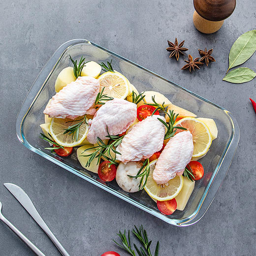 【笑麻麻荟&菲内克斯】钢化玻璃长方形烤鱼盘微波炉烤箱蒸鱼盘透明餐盘家用商用装鱼盘子A 商品图8