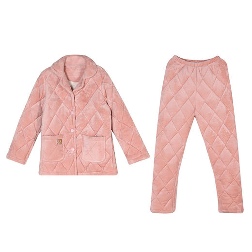 都市丽人生活家居女士特价加厚夹棉套装法兰绒夹棉加厚家居服长袖睡衣LH21M0 商品图3