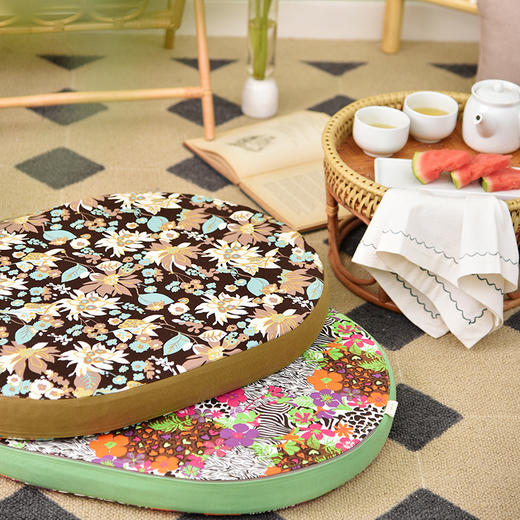 椭圆经典碎花系列棕榈垫榻榻米加厚蒲团 商品图0