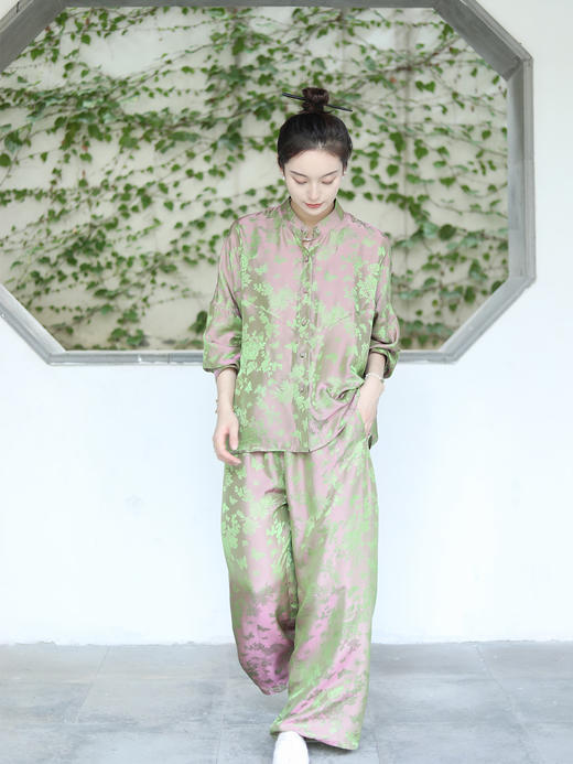 预定|盛唐牡丹 蝶恋花真丝提花衬衫套装 .潮快闪[福利品] 商品图0