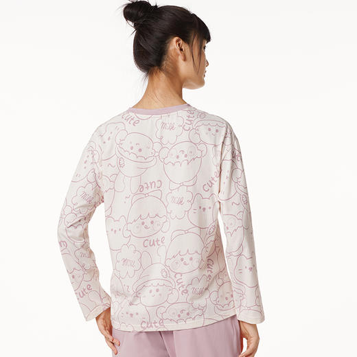 都市丽人好睡好眠女士特价棉质套装26支CVC单面薄家居服长袖睡衣LH22J1 商品图2