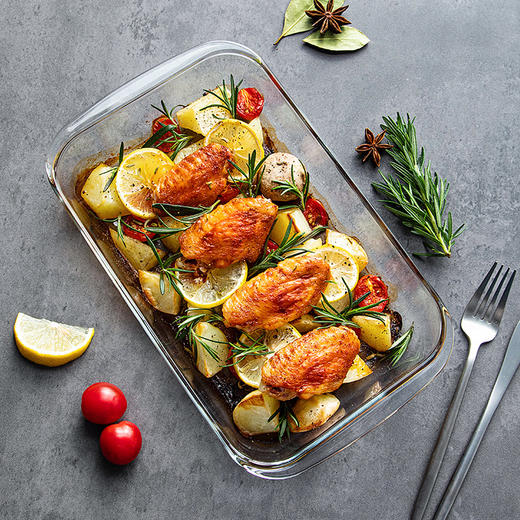 【笑麻麻荟&菲内克斯】钢化玻璃长方形烤鱼盘微波炉烤箱蒸鱼盘透明餐盘家用商用装鱼盘子A 商品图13