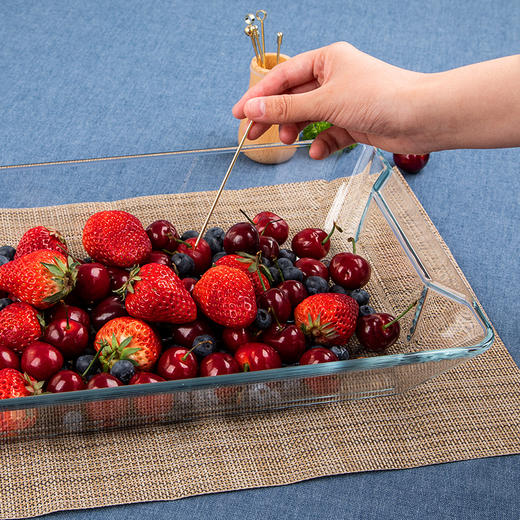 【笑麻麻荟&菲内克斯】钢化玻璃长方形烤鱼盘微波炉烤箱蒸鱼盘透明餐盘家用商用装鱼盘子A 商品图5