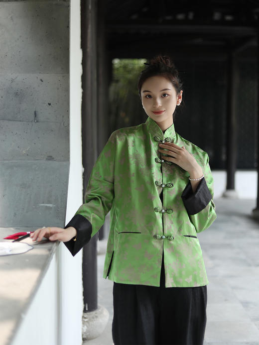 预定|盛唐牡丹 双面穿真丝提花新中式女外套 .潮快闪[福利品] 商品图5