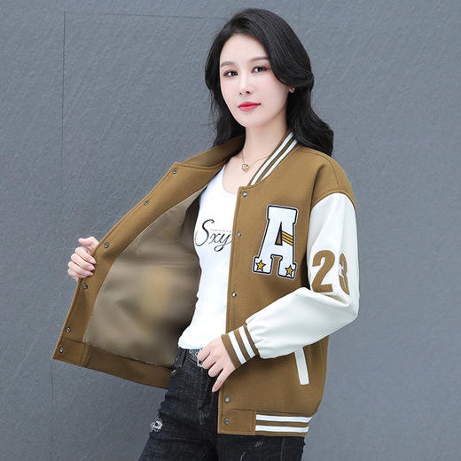 美式复古棒球服外套，新款年轻妈妈少妇春秋绿色百搭外套TR-9022 商品图3