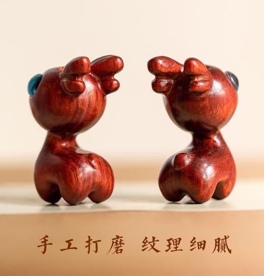 1-2【yi路平安】天然紫檀木小鹿汽车钥匙扣挂件男女手机链创意复古风 商品图2