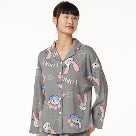 都市丽人好睡好眠女士正价棉质套装26支棉单面薄家居服长袖睡衣LH21J8