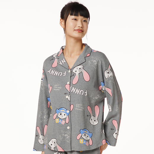 都市丽人好睡好眠女士正价棉质套装26支棉单面薄家居服长袖睡衣LH21J8 商品图0