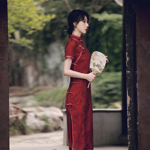 【红妆】高档聚酯纤维面料修身旗袍JLM923 商品图2