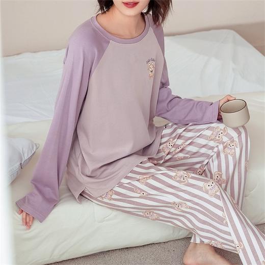 康妮雅睡衣家居服 女式长袖长裤套头套装 商品图2
