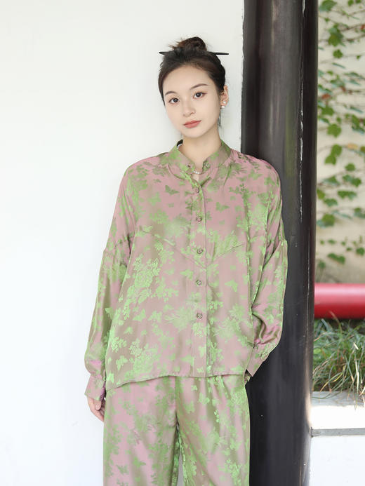 预定|盛唐牡丹 蝶恋花真丝提花衬衫套装 .潮快闪[福利品] 商品图5
