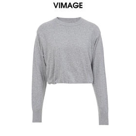 VIMAGE/纬漫纪新款圆领短款显瘦百搭打底休闲针织衫上衣V1701321