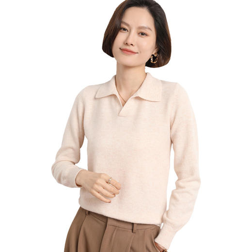 【秋季时尚穿搭】polo领针织衫 经典翻领设计 小众v领上衣 宽松慵懒长袖 百搭显瘦 商品图4