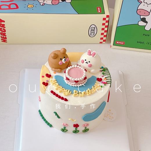 油画风/立体小动物熊兔狗kitty情侣卡通蛋糕-低糖处理无添加 商品图2