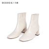 BESSIEIE油蜡皮方头中跟气质短靴——沙拉穿搭笔记 商品缩略图8