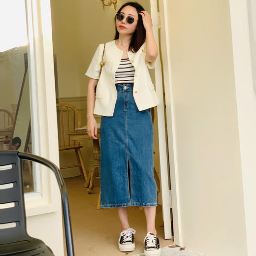 【百图lulu定制】【香榭丽小香风】 气质圆领 宽松显瘦 短袖外套 商品图4