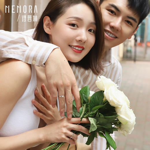 MEMORA诗普琳玫瑰誓约18K金情侣戒定制男戒女戒彩金情侣对戒 DL0839/DL0840 商品图5
