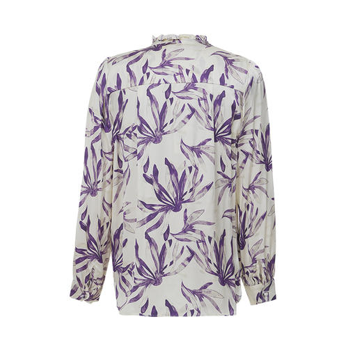 EITIE爱特爱秋季新款V领显瘦飘带印花衬衣7109805 商品图7