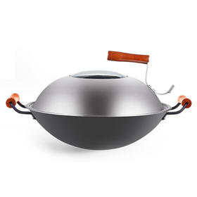 铁太郎双耳大铁锅日本窒化圆底家用无涂层炒菜锅煤气灶用