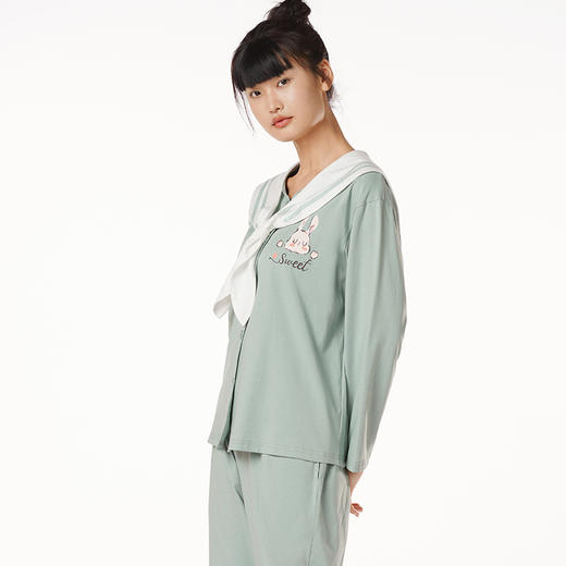 都市丽人生活家居棉质套装40支CVC双面中家居服长袖睡衣LH22H2 商品图1