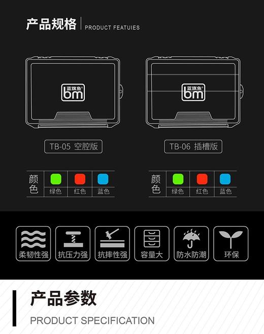 蓝旗鱼2021新品插片式路亚盒饵盒蛙盒配件盒防水防摔轻量便携 商品图1