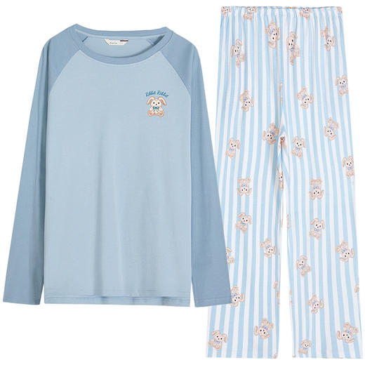 康妮雅睡衣家居服 女式长袖长裤套头套装 商品图5