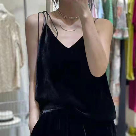 丝绒吊带小背心女2022年秋冬新款V领低胸盐系设计感吊带NYT-JBJ060 商品图1