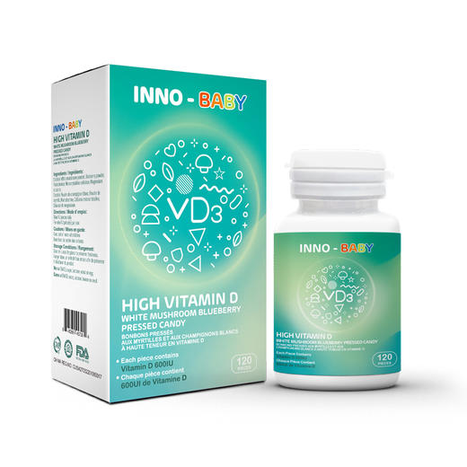 英珞维高维生素D白蘑菇蓝莓压片糖果120粒 商品图0