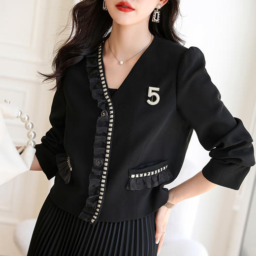 秋季新款，轻奢小众设计感小外套+气质百褶裙时尚套装两件套HR-QSLG247 商品图4