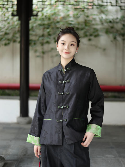 预定|盛唐牡丹 双面穿真丝提花新中式女外套 .潮快闪[福利品] 商品图2
