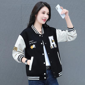 美式复古棒球服外套，新款年轻妈妈少妇春秋绿色百搭外套TR-9022