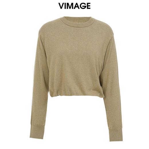 VIMAGE/纬漫纪新款圆领短款显瘦百搭打底休闲针织衫上衣V1701321 商品图1