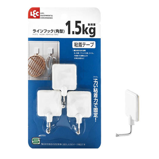 日本LEC墙壁不锈钢挂钩无痕粘胶免打孔强力粘贴厨房墙面墙上免钉挂钩 商品图0